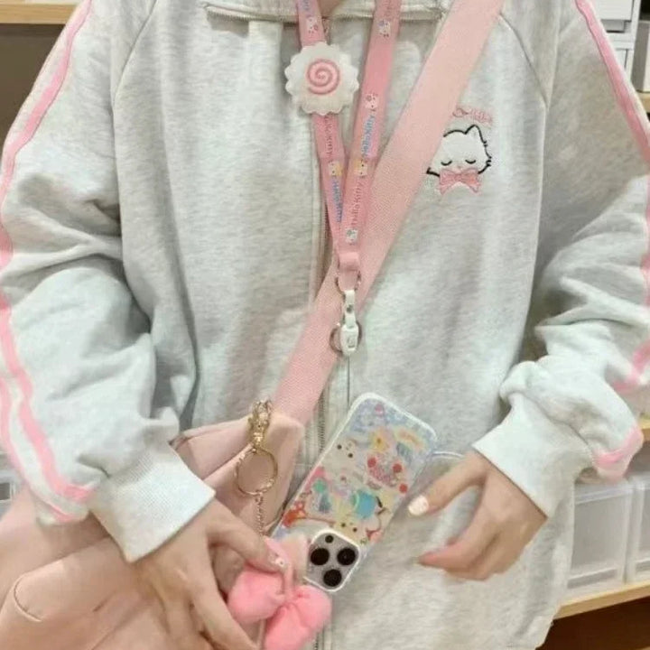 Harajuku Cat Embroidery Oversized Hoodie